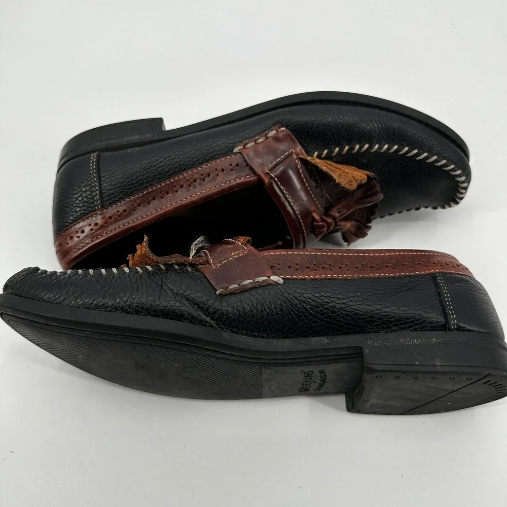 GH Bass Weejuns Mens Black Brown Leather Kiltie Tassel Loafers Moccasin Shoe 9.5